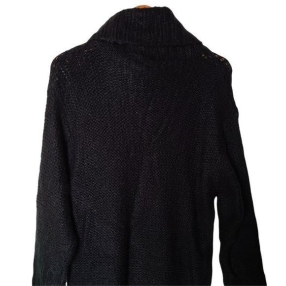 Solutions Chunky Knit Oversized Turtleneck Sweater Dress M Medium NWT Black Whit - Picture 11 of 12